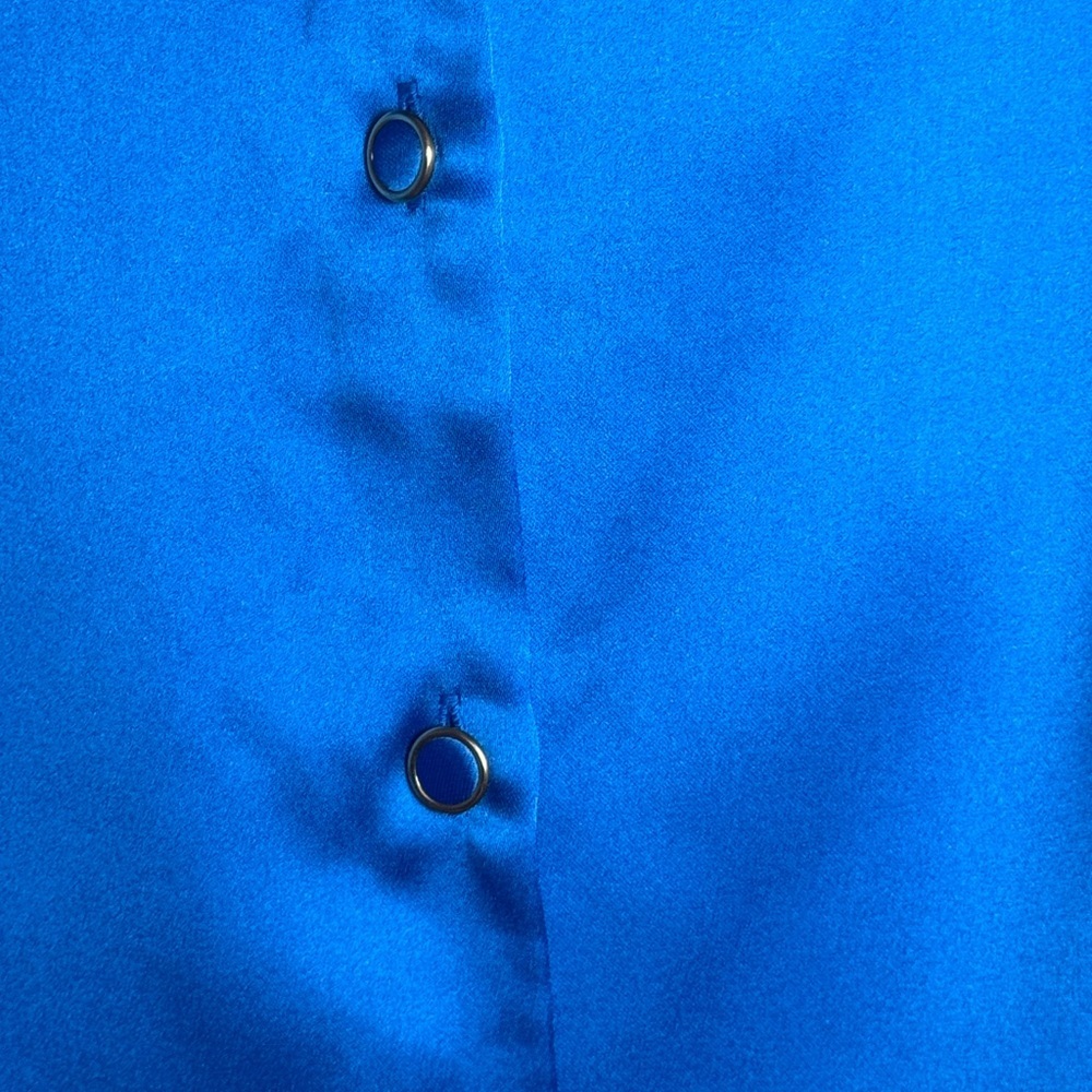 Caroline Constas Royal Blue Satin Button-Down Blouse | US S - Picture 4 of 6